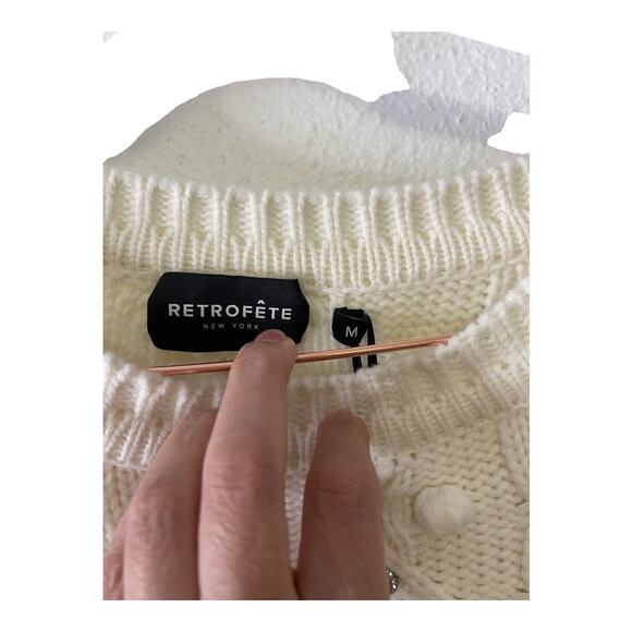 Retrofete Maple Embellished Sweater Dress Cable Knit Merino Wool Rhinestone Sz M - Picture 7 of 14